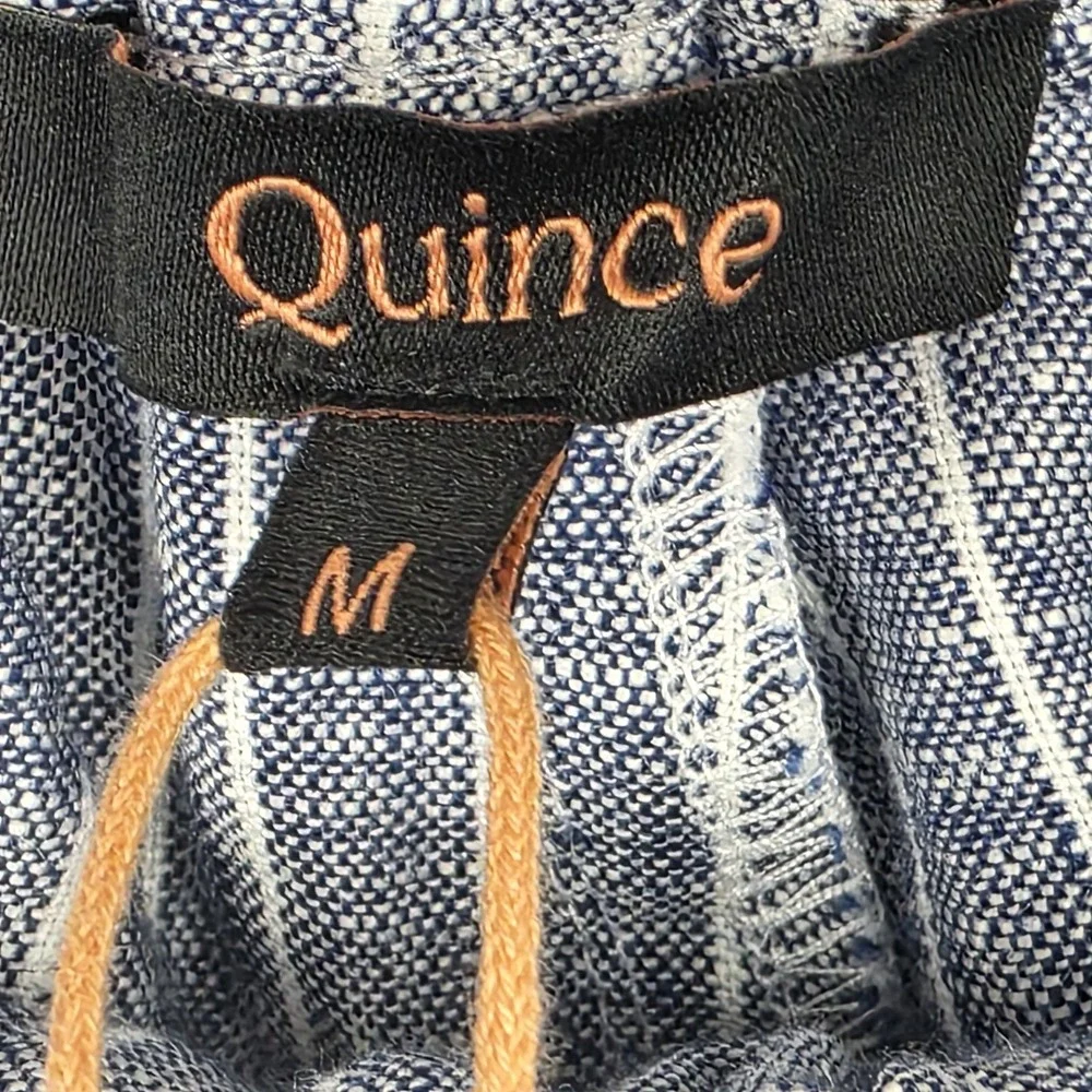 Quince Women's 100% European Linen Shorts Medium M Blue Chambray Stripe New - Picture 4 of 10